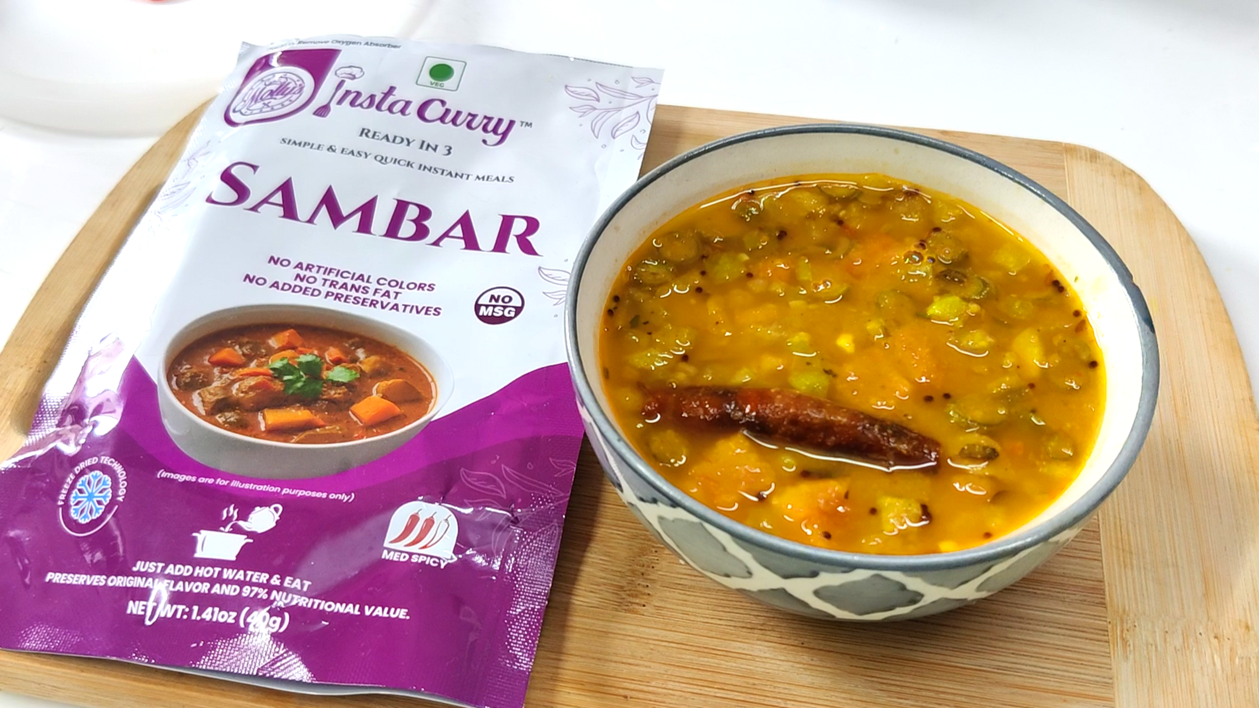 Molly’s Insta Curry  – Tawa Pulao, Sambar, Dal Makhani & Gajar Halwa | 8 Servings Just Add Hot Water No Cooking Needed