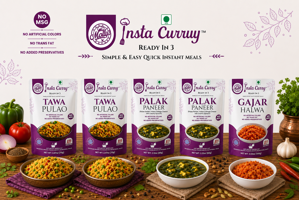 Tawa Pulao, Palak Paneer & Gajar Halwa 5-Pack | 10 Servings | Just Add Hot Water |