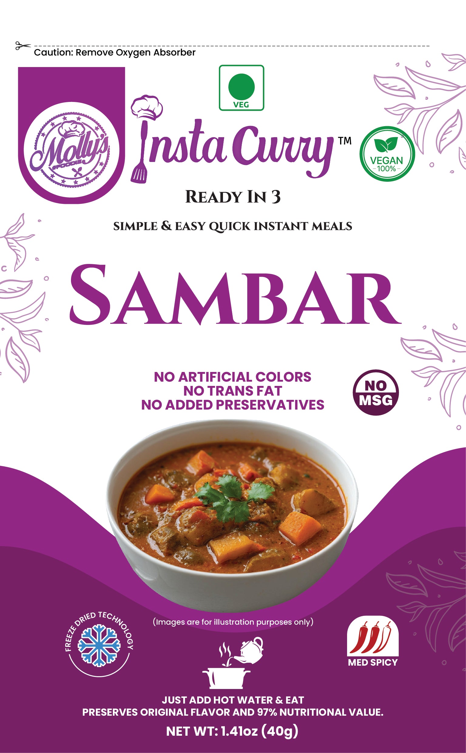 Molly's Insta Curry® Sambar – Authentic South Indian Lentil & Vegetable Stew