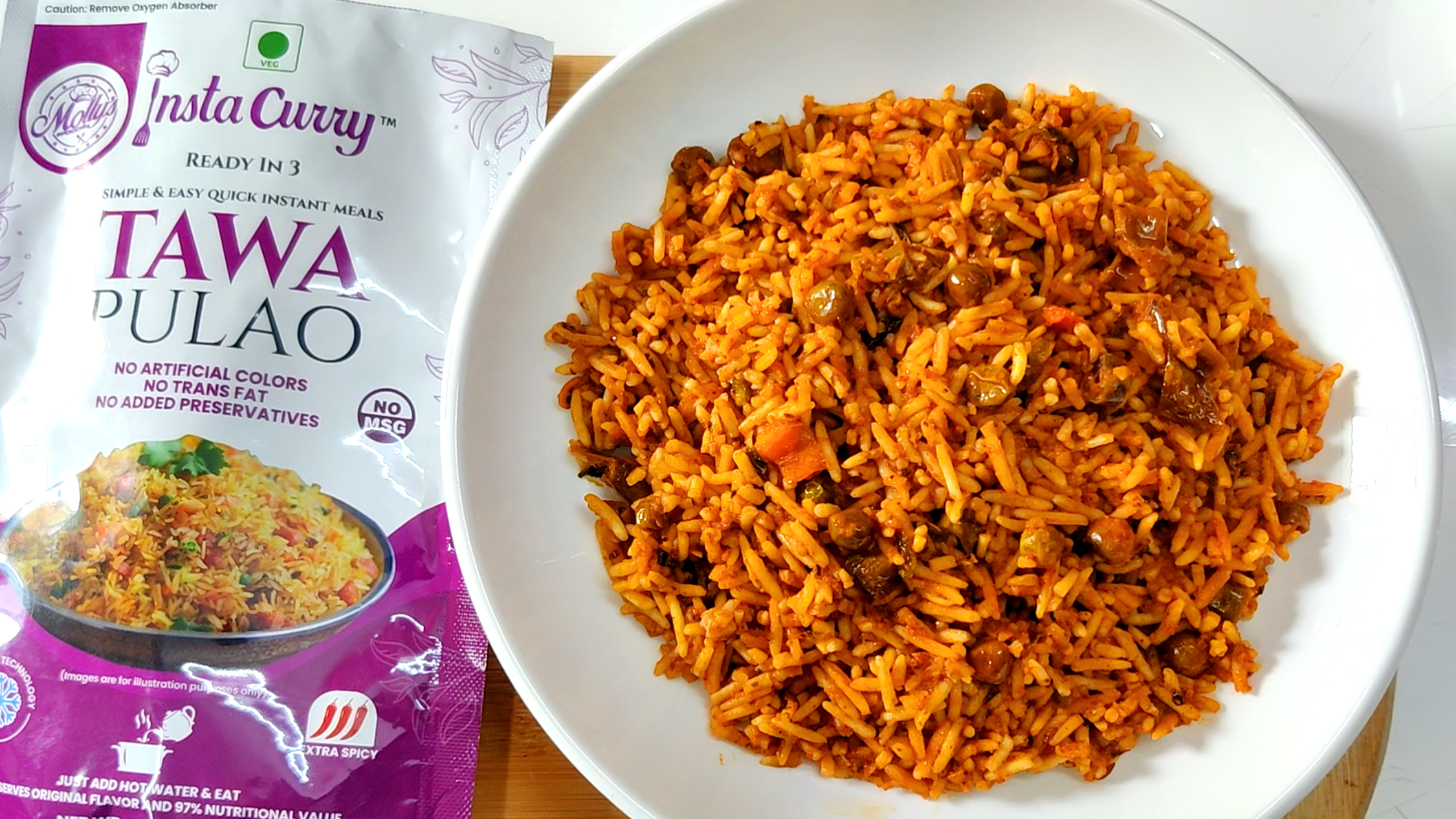 Tawa Pulao – Spiced Vegetable Rice. 2 Servings | Just Add Hot Water | Ready in Minutes