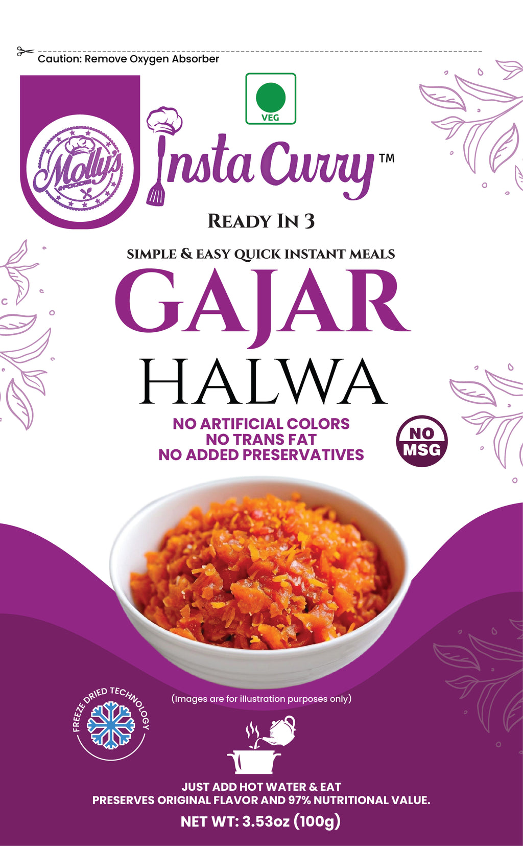 Gajar Halwa – Indian Carrot Dessert, 2 Servings. | Just Add Hot Water | Ready in Minutes