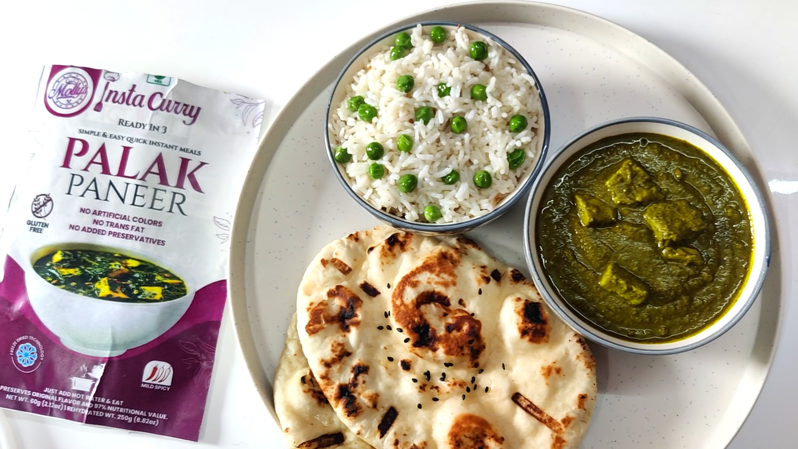 Palak Paneer – Spinach & Cheese Curry. 2 Servings | Just Add Hot Water | Ready in Minutes