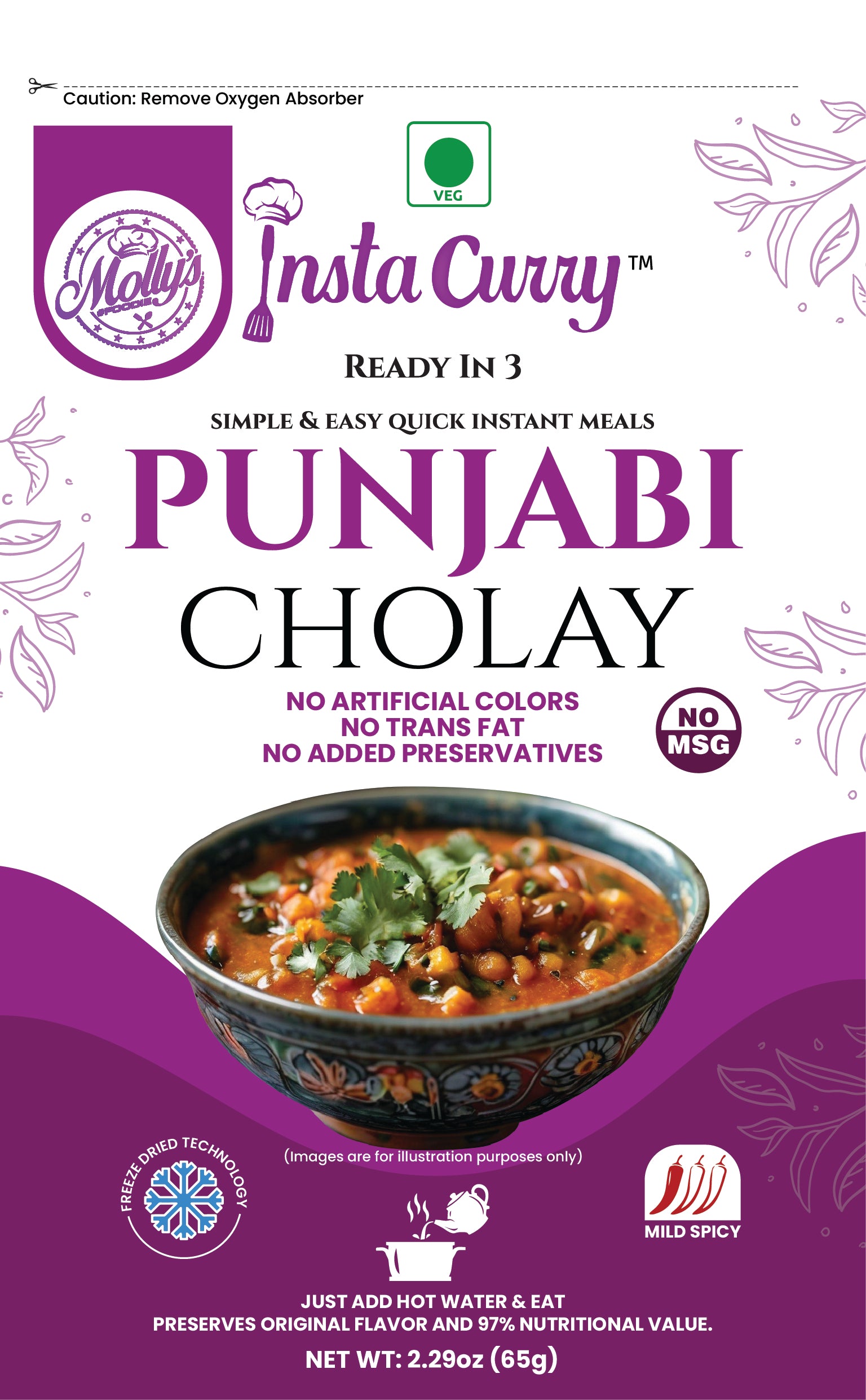 Punjabi Cholay – Chickpea Curry. 2 Servings. | Just Add Hot Water | Ready in Minutes